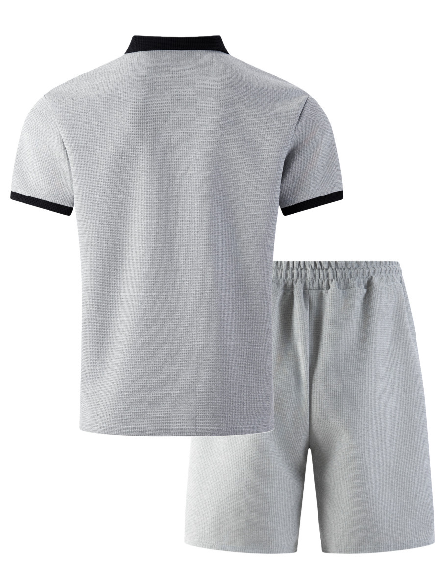 Ensemble polo et short en gaufrette pour homme respirant chic_voghion.com