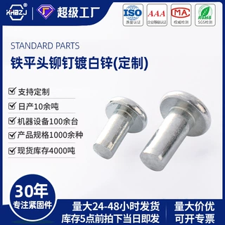 平头实心铁铆钉镀白锌半圆头敲击式柳钉通用常规厂家批发非标定制