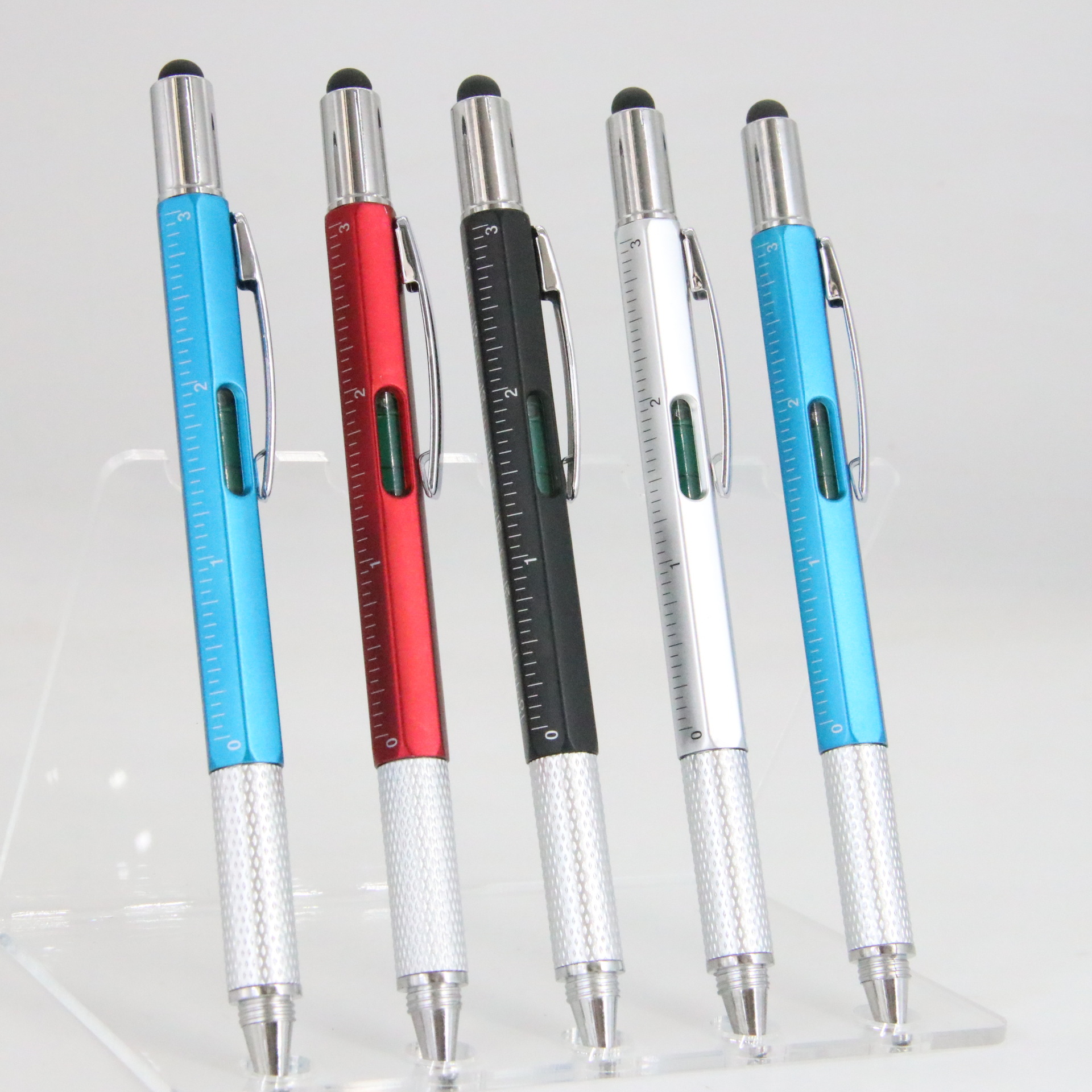 Rotary metal bolígrafo viene con escala mensurable pantalla táctil Oficina suministros escolares fábrica al por mayor en stock