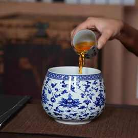 窑变陶瓷茶洗建水复古杯洗日式陶瓷禅意家用烟灰缸茶渣桶茶道配件