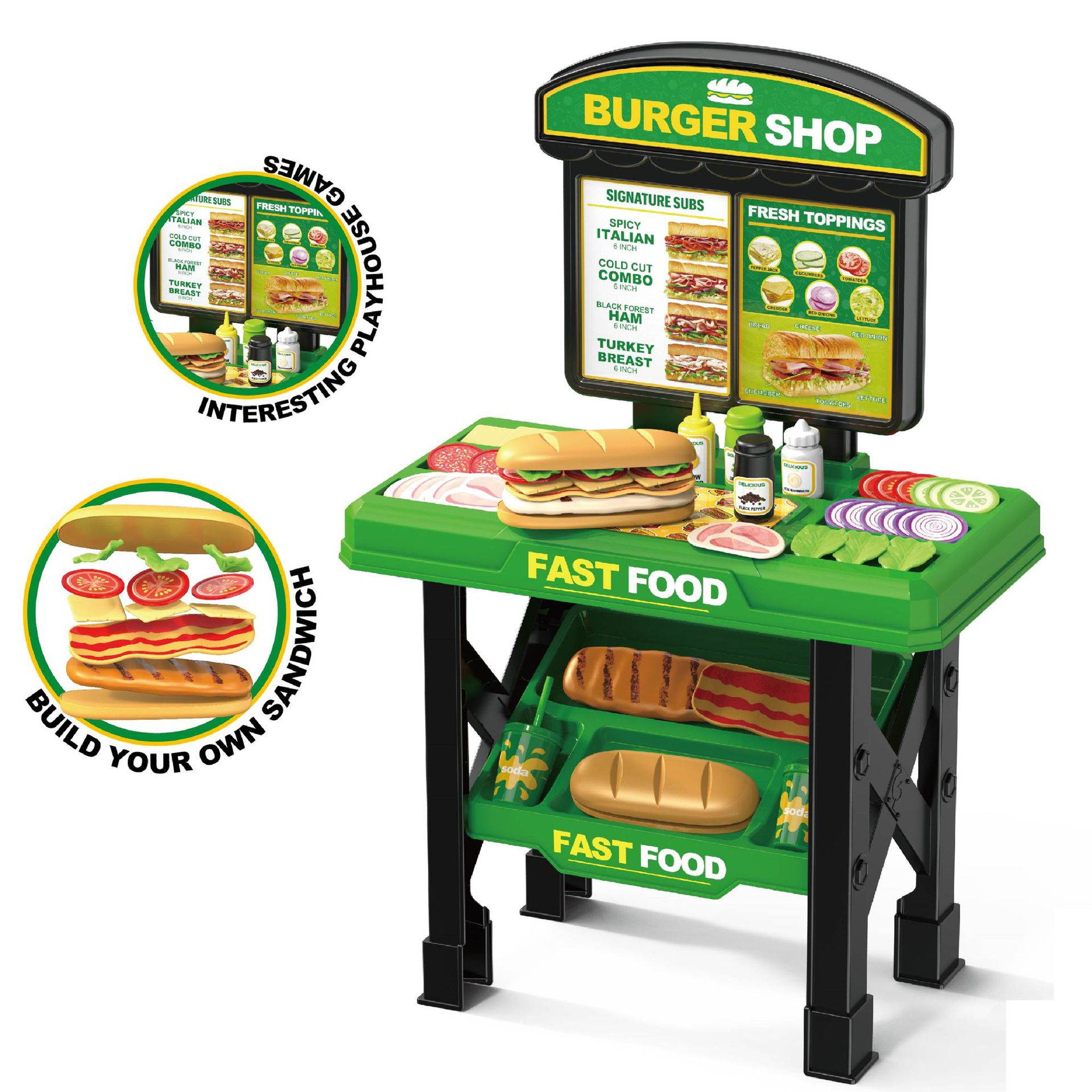 Simulación de hamburguesas transfronterizas para niños mesa de comedor de comida rápida set de mesa de cocina juguetes caseros
