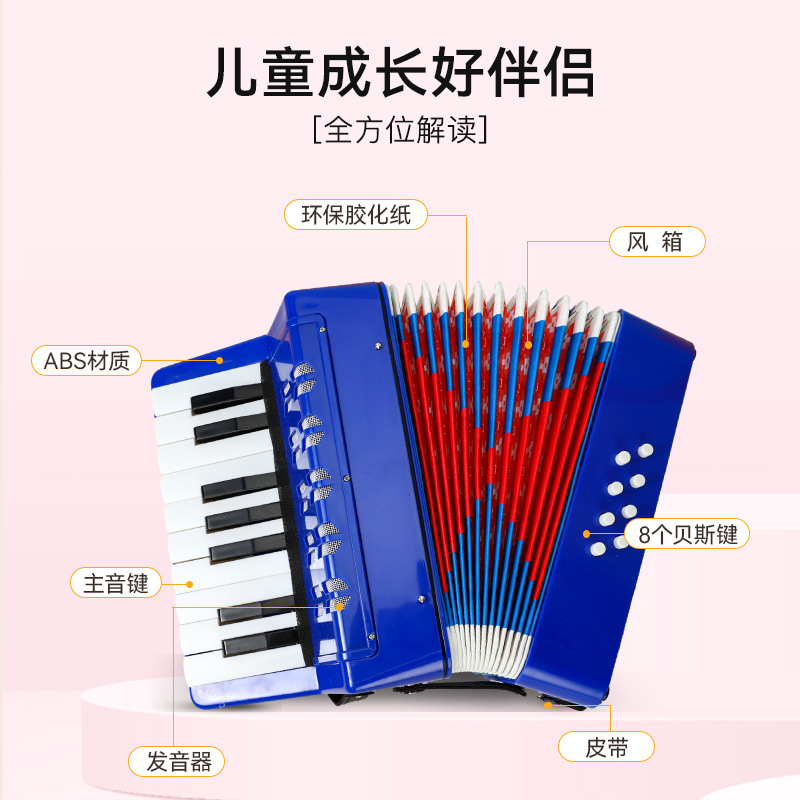 Acordeón FEIFAN de 17 teclas al por mayor para niños, instrumento educativo para principiantes, regalo de cumpleaños