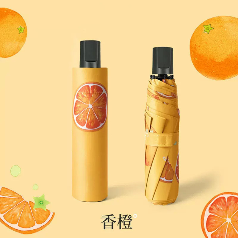 Manual 8-bone fruit umbrella orange