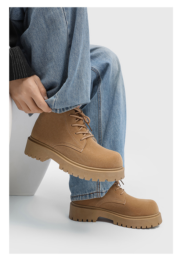 ShoeVault Men's Martin Autumn New High-top Thick-soled Derby Retro Suede Workwear Fashion Trend Yellow Boots_voghion.com