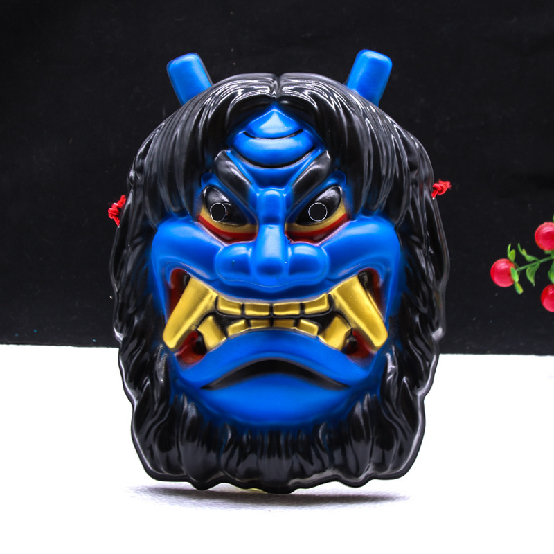 天狗日系能劇マスク牛魔王赤面鬼顔悪魔加硫鞍馬牛角封印赤般若マスク