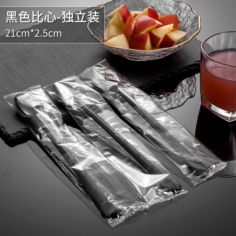 Cuchara desechable envasada individualmente cuchara de hierba de hadas asada mango largo plástico leche té postre tienda especial cuchara de hielo largo agitación