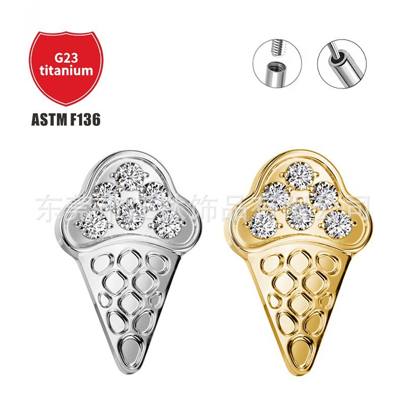 Pointed titanium steel lip stud product view