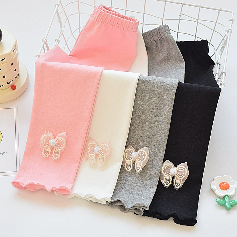 Leggings, summer thin white children's trousers, combed cotton