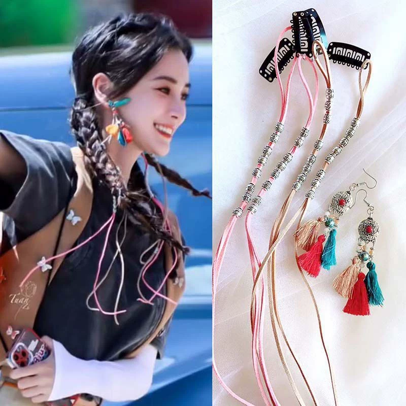 Белый олень грязные плетеные веревки для волос музыкальный фестиваль одежда артефакт специи девушка плетеные волосы цвет веревки плетеный зажим для волос аксессуары для волос