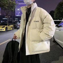 棉衣男秋冬港风宽松字母印花休闲棉服外套韩版潮流加厚立领棉袄子
