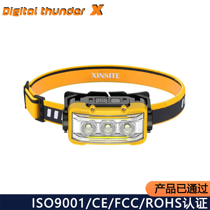 Transfronterizo nuevo faro de inducción de luz fuerte Faro de pesca al aire libre COB reflector faro luz fuerte lámpara de minero montada en la cabeza