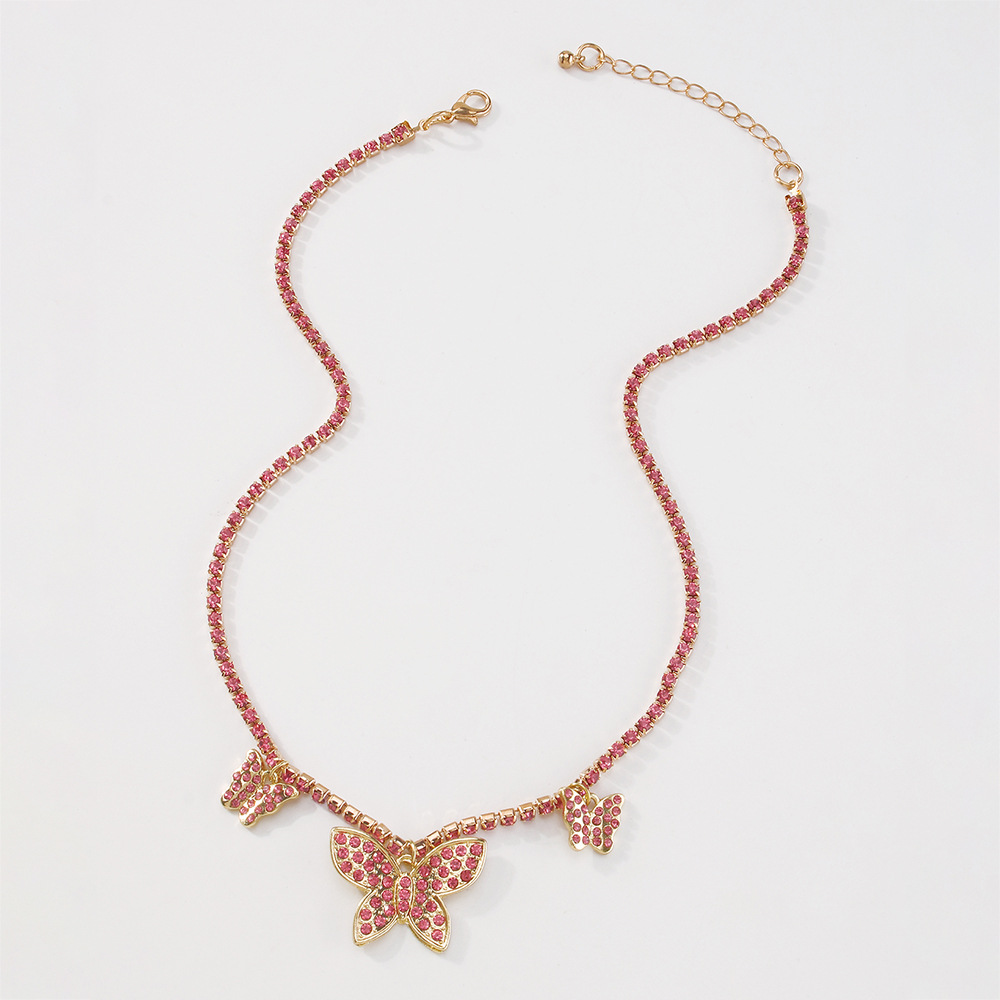 N9244 Personalized Hip Hop Diamond Butterfly Necklace Fashion Retro Artistic Necklace Europe and Ame