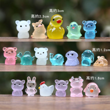 新品潮玩迷你夜光树脂小动物公仔玩偶盲袋微景观DIY造景装饰摆件