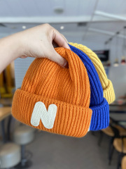 兒童帽子韓版秋冬字母貼布針織帽男童女童保暖套頭寶寶毛線帽冬潮