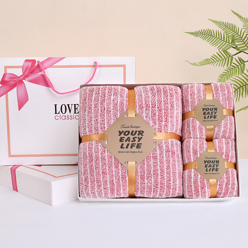 Gaoyang Towel Wholesale Coral Fleece Qixi Couple Towels Soft Non-Shedding Quick-Dry Bath Towel Gift Box Set Cross-Border