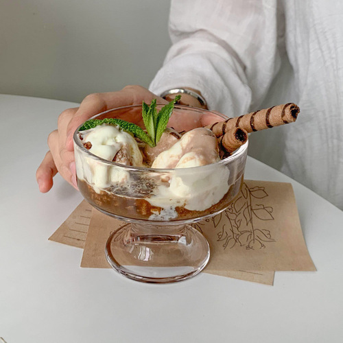 Internet celebrity dessert cup yogurt cup ice cream cup glass high-value ice cream bowl milkshake cup ins style ice cream cup