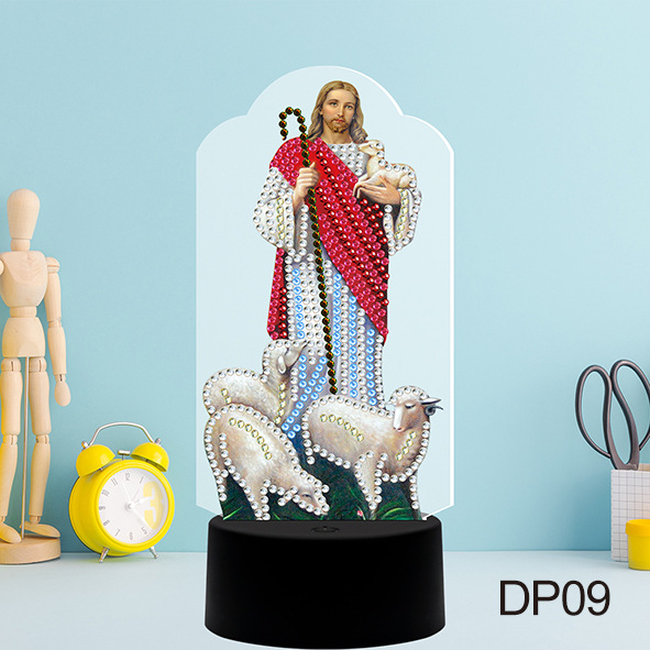 Fábrica directa pintura de diamante perimetral perforado a mano colorido recarga de forma especial placa de lámpara 5D modelado de lámpara de noche personalizado