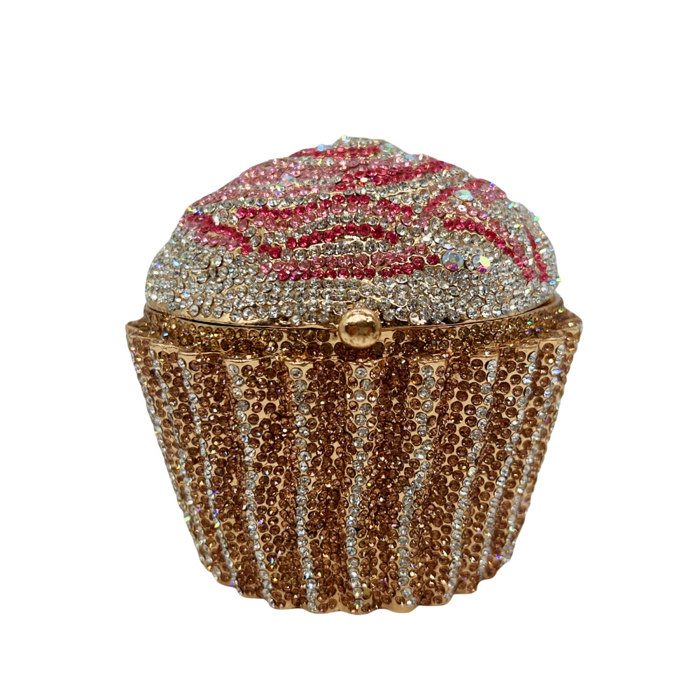 Cupcake clutch pastel transfronterizo helado paquete de diamantes lleno de metal paquete de banquete de diamantes bolsas de mano de mujer