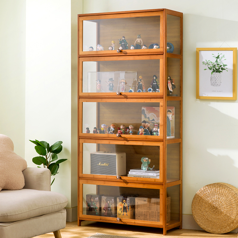 手办展示柜盲盒乐高玩具模型收纳盒亚力克仿玻璃透明陈列柜置物架