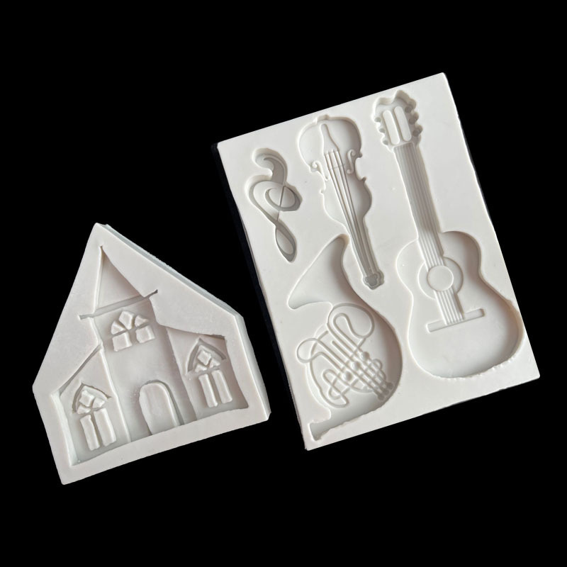 Castillo violín violonchelo trompeta nota musical molde de silicona decoración la torta chocolate epoxi arcilla image 2