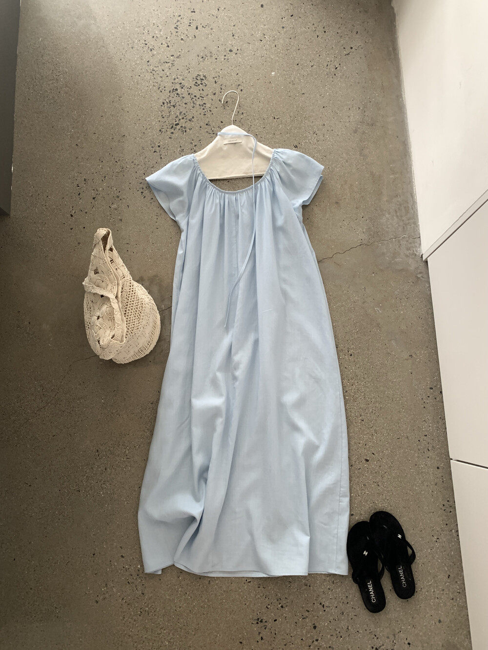 Đầm maxi nữ thắt eo chất liệu tencel linen phong cách nghỉ dưỡng Hàn Quốc — xanh đậm, màu sắc, màu hồng, dưa lưới chi tiết 3