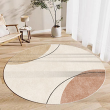 轻奢圆形地毯简约线条抽象茶几毯卧室书房椅子地垫