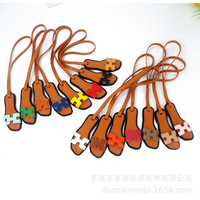 European and American Creative PU Leather Slippers Pendant Platinum Bag Accessories Shoes Leather Rope Kelly Bag Accessories Bag Pendant Gift