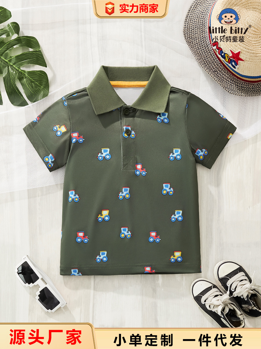25 New Summer Kidsren's Clothing Polo Shirts Kidsren's Short-Sleeved Fashion Trendy Boys' Half-Sleeved Button-Down Shirts Boys' Short-Sleeved Shirts