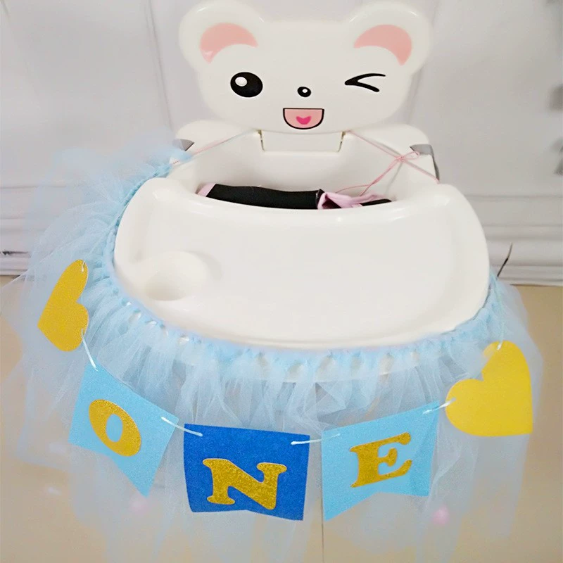 Детский первый день рождения украшение обеденный стул марлевая юбка флаг стол флаг баннер Снежная пряжа любовь один цветок