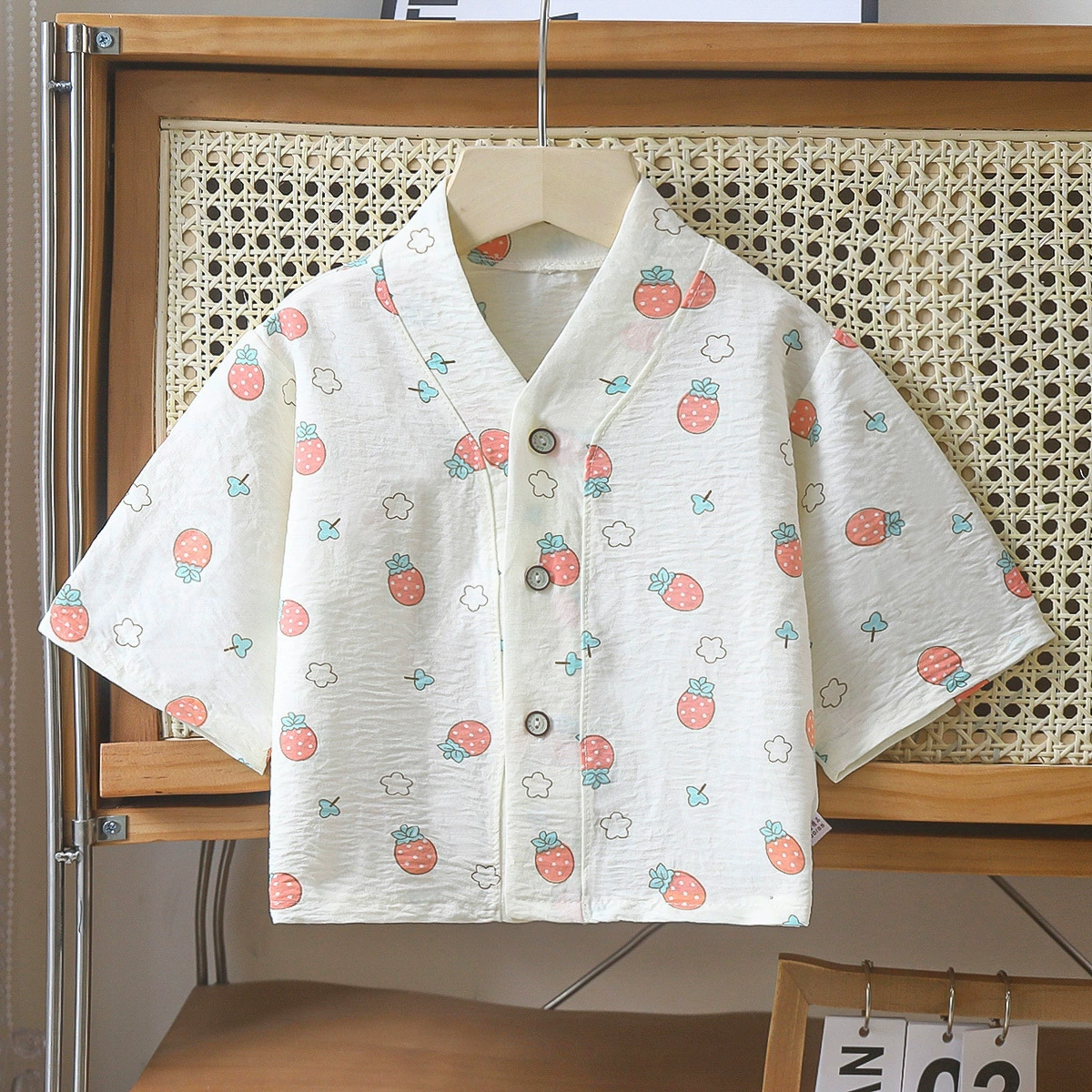 Оптовая продажа: Летняя детская домашняя одежда из облачного хлопка, топ-кардиган с рукавом три четверти, для малышей, для использования в кондиционированных помещениях, коллекция 2025 года