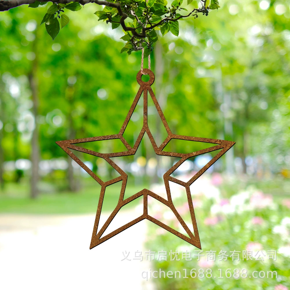 Новое садовое украшение для дома, металлическая пятиконечная звезда, ангел, животное, железное украшение, подвесное украшение для двора, подвесное украшение