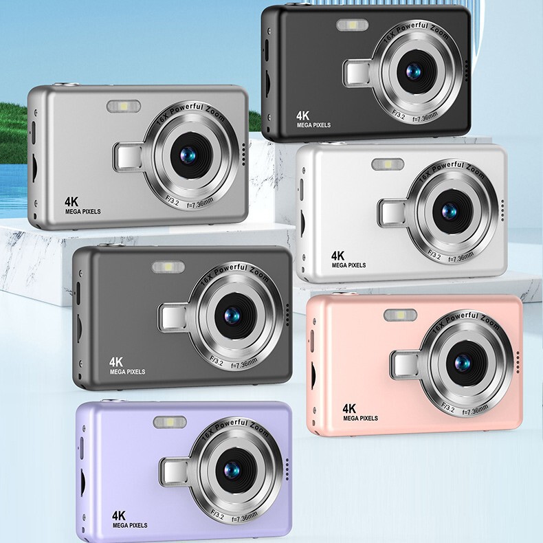 Cross-Border Ccd4K Pixel Digital Camera for Students, Entry-Level Mini Compact Camera for Home Shooting and Green Screen Live Streaming