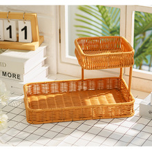 桌面点心架厨房台面置物架洗手台化妆品手饰收纳架仿藤编水果盘