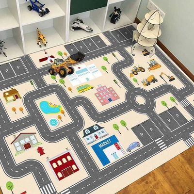 Avtomobil döşəmə paspasları, for Kids, Parent-Child Interaction, Baby Early - parking-lot-mat-14-80120cm-crystal-velvet