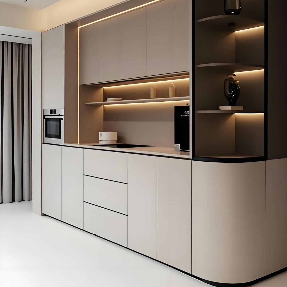 ENF-grade aluminum alloy sideboard, wall-mounted integrated storage cabinet, tea cabinet, wine cabinet, living room storage cabinet