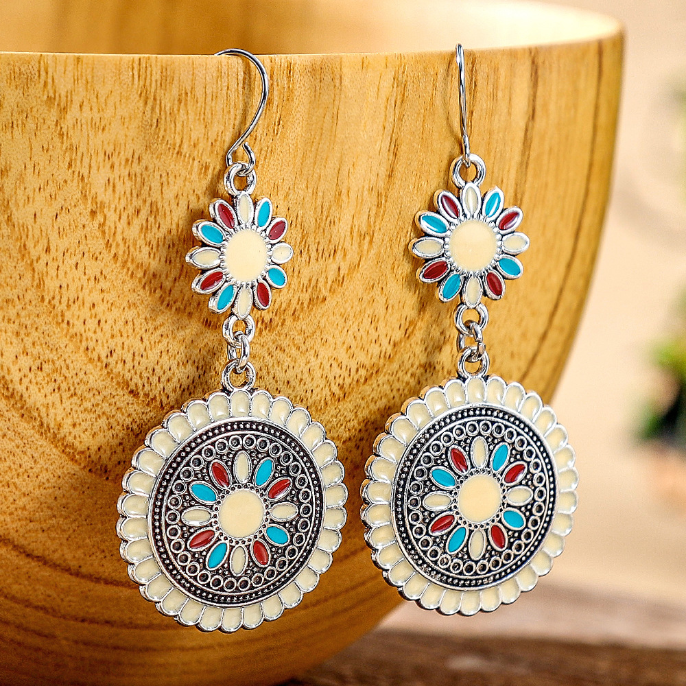 14g Weight Alloy Ear Needle Material Drop Earrings Classification 1 Pair Quantity Daily, Street Occasion Zinc alloy Material Geometric Pattern All Seasons Season Women's Gender Polished Finish Retro Style 1 Pair Retro Geometric Zinc Alloy Drop Earrings 4