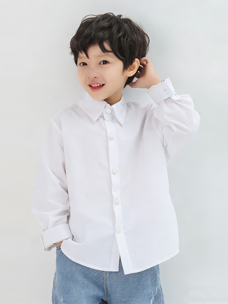 White cotton school autumn shirt for boys