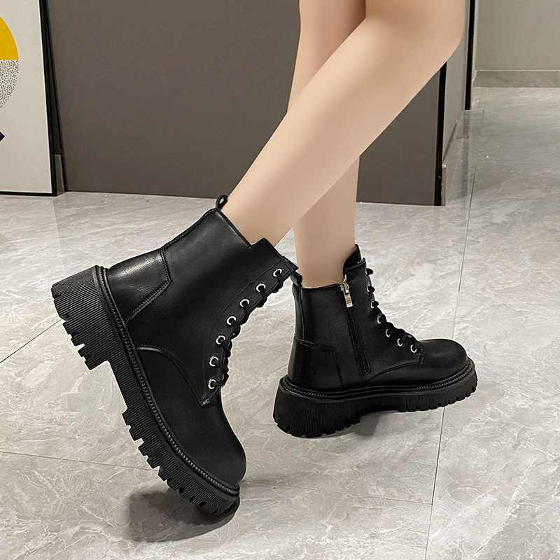 Women's Casual Vintage Style Solid Color Round Toe Martin Boots display picture 5