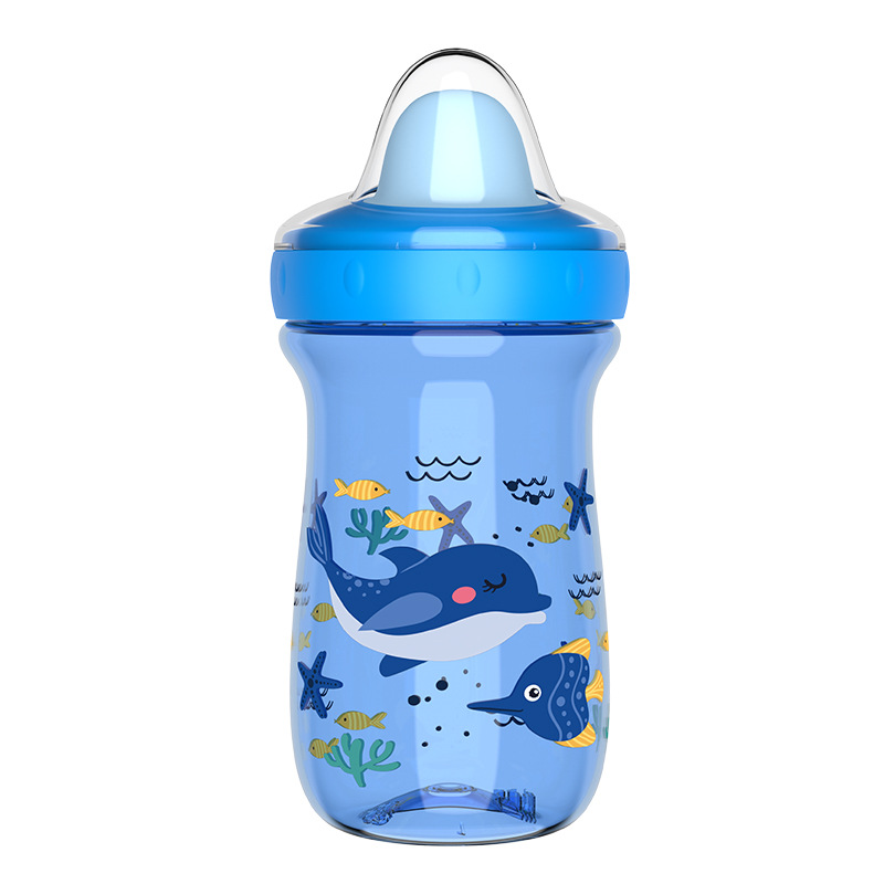 Caricatura de gran capacidad bebés tazas de agua de boca de pato bebés agua potable portátil anticaídas tazas de aprendizaje de bebés cubiertos de entrenamiento