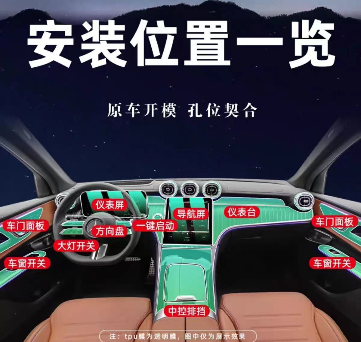 Suitable for 20-24 Models of Mercedes-Benz Glc260 Interior Film and 300L Central Control Screen Film. Tpu Anti-Fingerprint