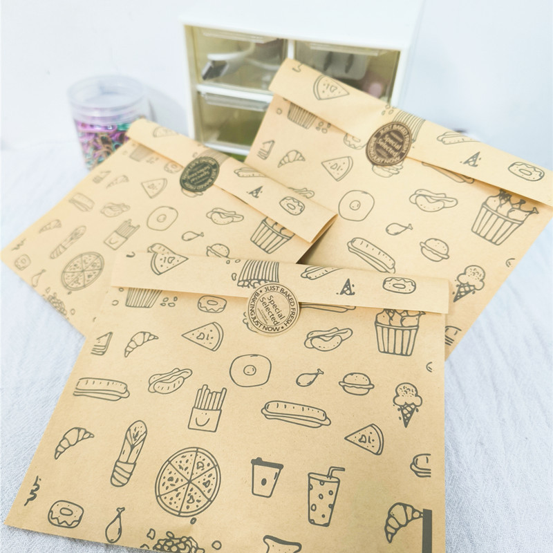 ins Brown graffiti paper bag card packaging gift bag Journal material gift packing bag food grade bag wholesale
