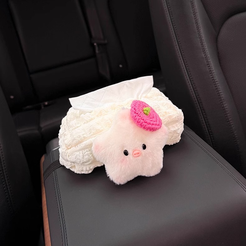 2025 New Car Tissue Box Car Armrest Box Tissue Bag Car Tissue Paper Box Pig Girl Cute