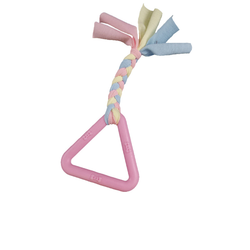 Juguete para perros tela de algodón nudo triángulo hueso TPR juguete resistente a los mordiscos color caramelo caucho molar suministros para mascotas