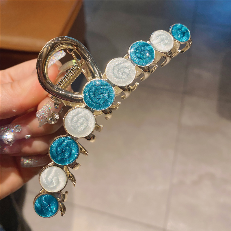 Internet celebridad clip de metal grande clip de tiburón japonés y coreano elegante temperamento espalda Cabeza pelo agarre de alto grado horquilla tocado