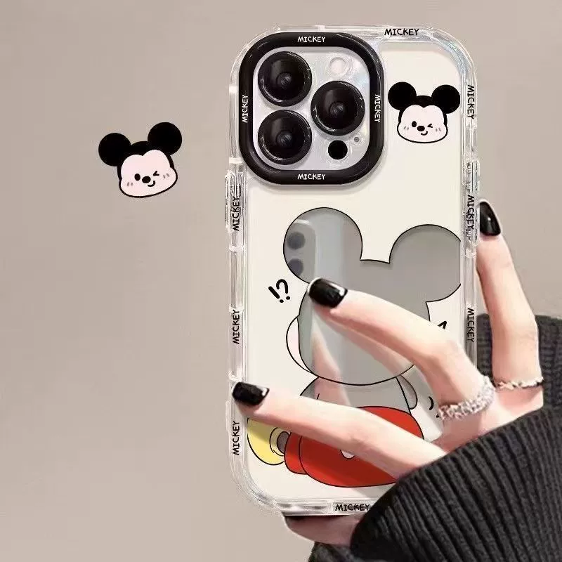 Мультяшное зеркало задник Микки подходит для Apple 16\15\14\13\12\11 полностью запиpaн против падения promаx мягкий корпус