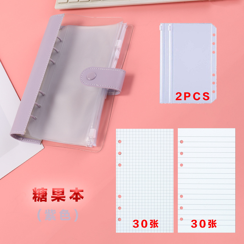 創意的な白黒のつなぎ合わせの皮質の透明なpvcのバインダーの本の外殻の6穴の金属は学生のノートの手帳を挟みます。|undefined