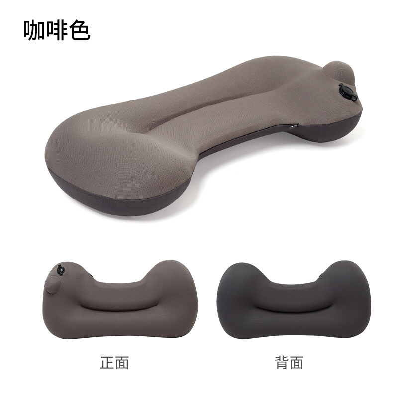 便携按压充气枕头户外露营旅行枕飞机汽车可折叠午睡枕靠枕腰靠垫|undefined