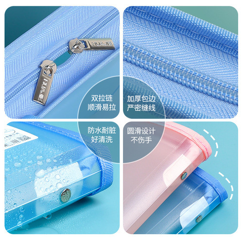 Huajie factory wholesale plastic large capacity backpack transparent document bag student backpack exam paper storage bag