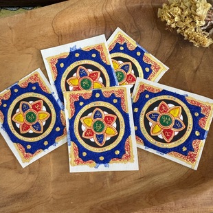 Regong Nepal Xizang handmade hand-painted Thangka six-character mana 4*5 card core pendant pendant