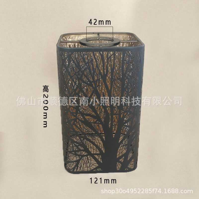 Cross-Border Rectangular Iron Lampshade Laser Engraving Hollow Forest Lampshade Hardware Carved Forest Iron Lampshade Export